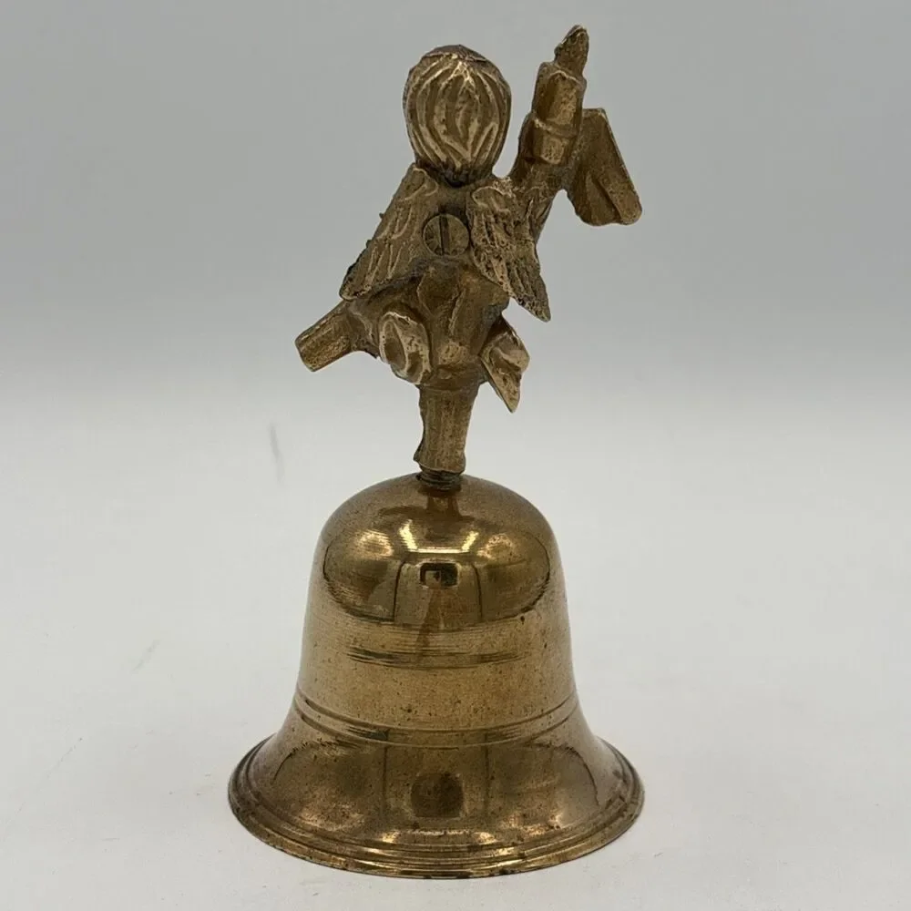 Vintage Brass Cherub Angel Bell Solid Brass Made in India Decorative